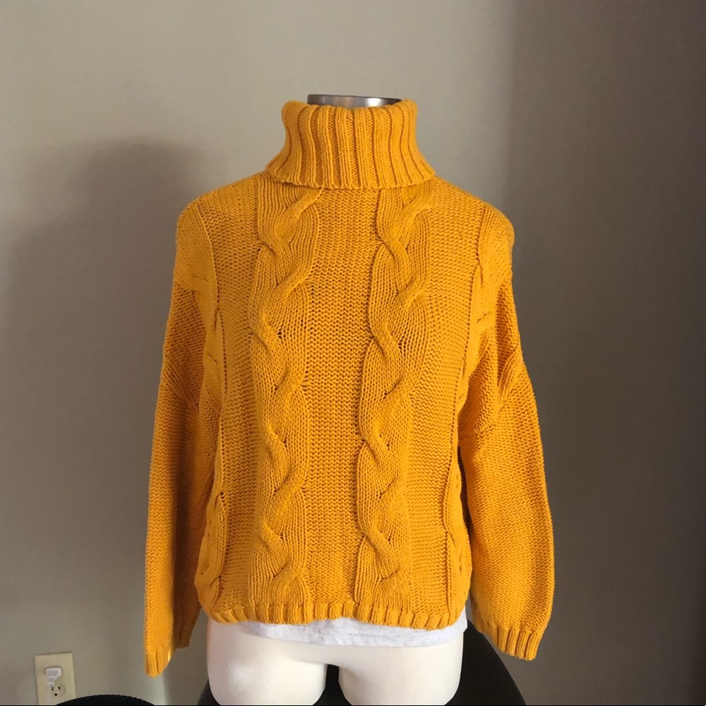 Chunky Knit Yellow Dolman Sweater